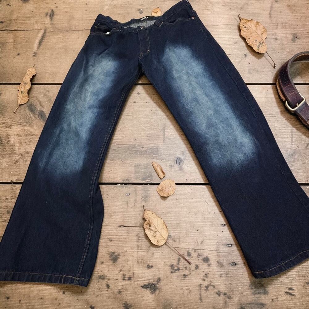 Fiend Vintage Baggy Jeans Mens 38x30 Blue Stonewash Wide Leg Embroidered Y2K